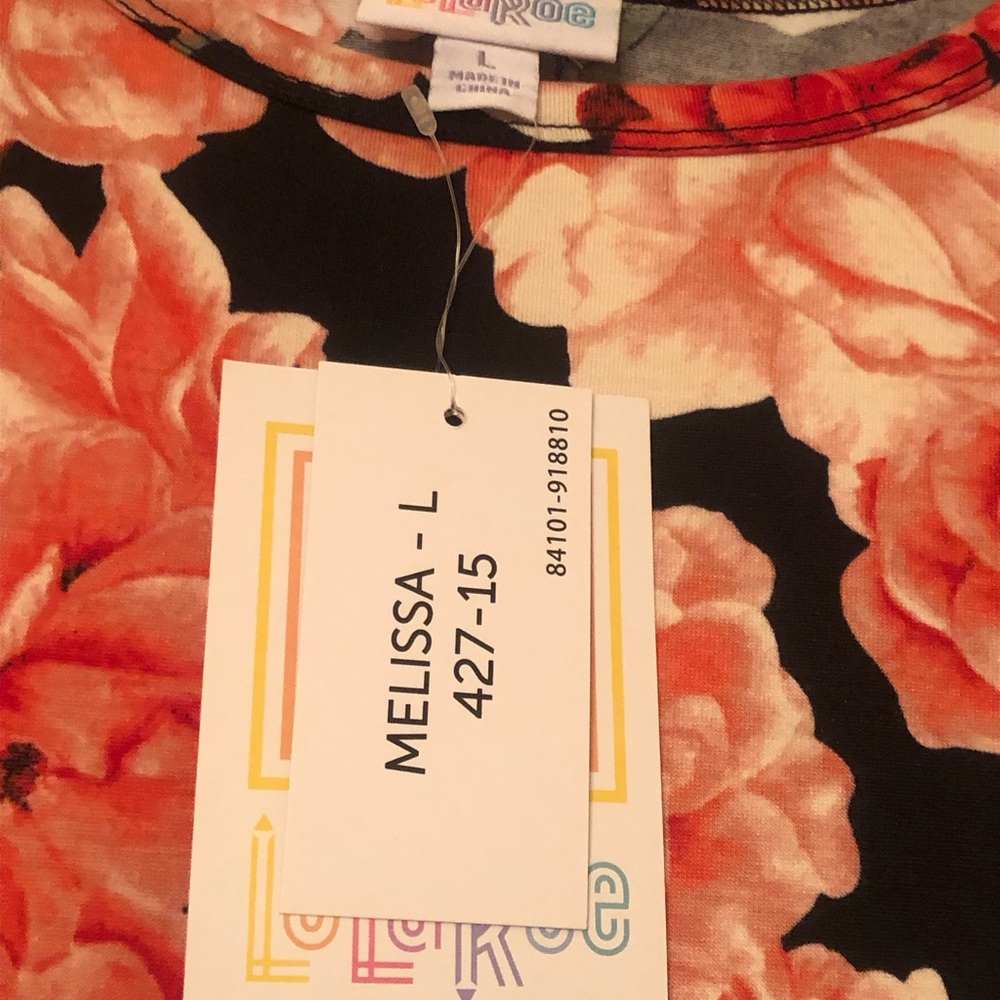 LuLaRoe Melissa Black and Floral Blouse - Picture 2 of 3